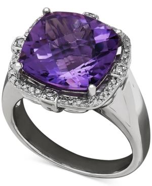 Amethyst (6 Ct. T.w.) And Diamond (1/5 Ct. T.w.) Ring In Sterling Silver