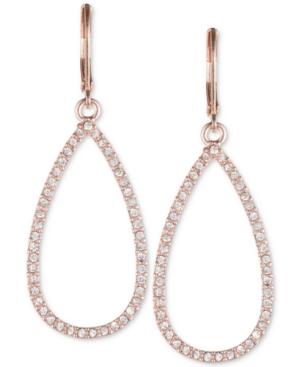 Anne Klein Rose Gold-tone Pave Teardrop Drop Earrings
