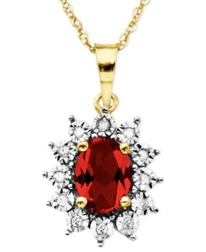 10k Gold Necklace, Ruby (1-1/8 Ct. T.w.) And Diamond Accent Pendant