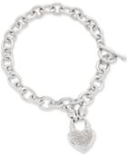 Diamond Heart Charm Bracelet (1/4 Ct. T.w.) In Sterling Silver