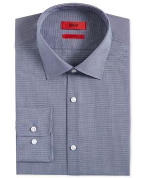 Hugo Men's Slim-fit Navy Micro-check Dress Shirt