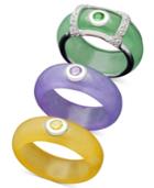 Sterling Silver Ring Set, Multicolor Jade Interchangeable Ring Set
