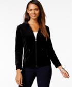 Style & Co. Petite Embellished Velour Hoodie, Only At Macy's
