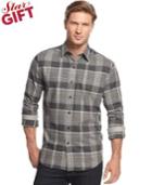 Tasso Elba Moors Long-sleeve Brushed Cotton Plaid Shirt