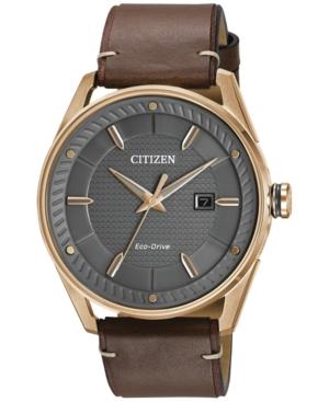 Citizen Drive From Citizen Eco-drive Men's Brown Leather Strap Watch 42mm Bm6983-00h