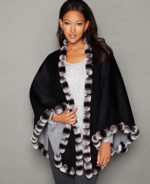 The Fur Vault Rabbit-fur-trim Wool-cashmere Cape