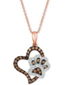 Le Vian Diamond Paw Print & Heart 20 Pendant Necklace (1/2 Ct. T.w.) In 14k Rose Gold