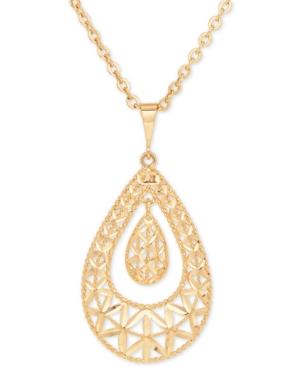 Openwork Orbital Teardrop Pendant Necklace In 10k Gold