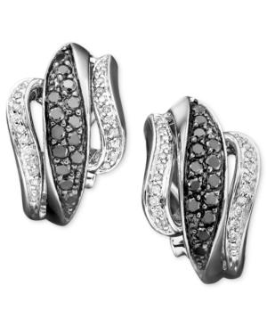 14k White Gold Earrings, Black And White Diamond (3/4 Ct. T.w.)