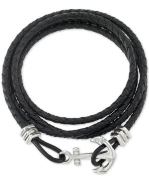 Legacy For Men By Simone I. Smith Anchor Clasp Braided Leather Wrap Bracelet