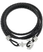 Legacy For Men By Simone I. Smith Anchor Clasp Braided Leather Wrap Bracelet