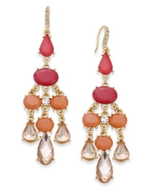 Inc International Concepts Gold-tone Pink Stone Chandelier Earrings, Only At Macy's
