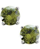 Giani Bernini Green Cubic Zirconia Round Stud Earrings In Sterling Silver, Only At Macy's