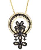 Effy Black And White Diamond Flower Necklace In 14k Gold (1-1/6 Ct. T.w.)