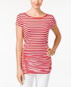 Cable & Gauge Striped Ruched Knit Top