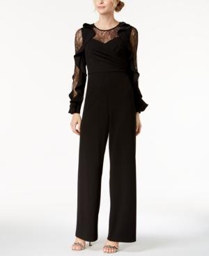 Adrianna Papell Lace & Ruffle Jumpsuit