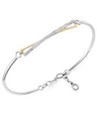 Diamond Crossover Bangle In 14k Gold And Sterling Silver (1/6 Ct. T.w.)