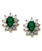10k Gold Earrings, Emerald (9/10 Ct. T.w.) And Diamond Accent Earrings