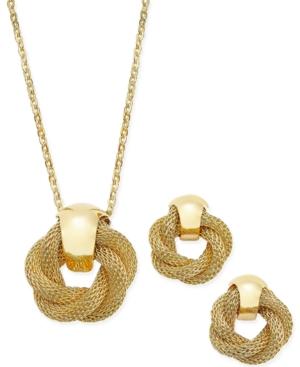 Charter Club Gold-tone Twisted Knot Pendant Necklace And Earrings