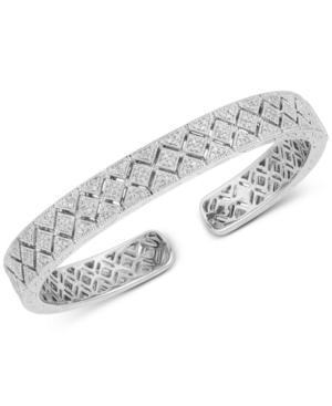 Diamond Engraved Bangle Bracelet (3/8 Ct. T.w.) In Sterling Silver