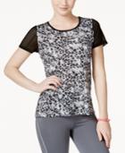 Jessica Simpson Leopard-print Mesh-trim Active T-shirt