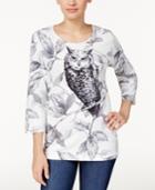 Alfred Dunner Owl-print Top