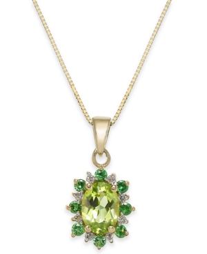 Multi-gemstone (1-1/4 Ct. T.w.) & Diamond Accent 18 Pendant Necklace In 14k Gold