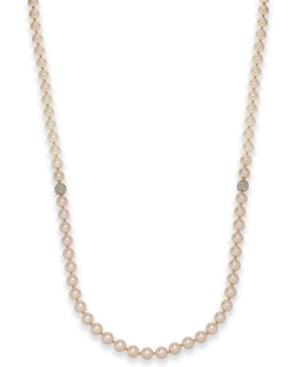 Charter Club Rose Gold-tone Pave & Pink Imitation Pearl Strand Necklace, Created For Macy's