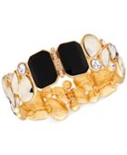 Guess Gold-tone Crystal And Stone Stretch Bracelet