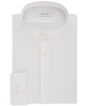 Calvin Klein Men's Steel Slim-fit Non-iron Performance Stretch Mandarin Collar White Dress Shirt