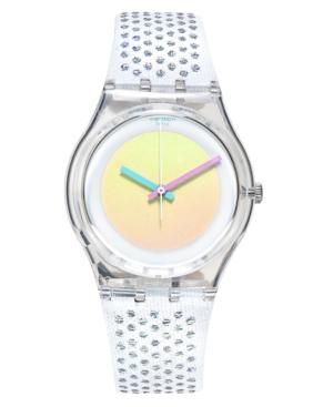 Swatch Unisex Swiss White Rave White Fabric And Lurex Metallic Strap Watch 34mm Ge246