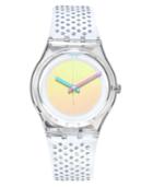 Swatch Unisex Swiss White Rave White Fabric And Lurex Metallic Strap Watch 34mm Ge246