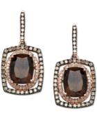 Smoky Quartz (3-3/4 Ct. T.w.) And Diamond (1/2 Ct. T.w.) Drop Earrings In 14k Rose Gold And Black Rhodium-plate