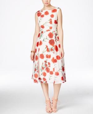 Betsey Johnson Sleeveless Floral-print Midi Dress