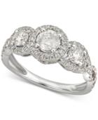 Diamond Triple Halo Ring (1-1/10 Ct. T.w) In 14k White Gold