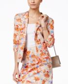Ny Collection Linen Floral-print Jacket