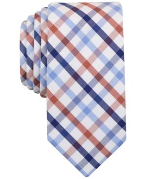 Bar Iii Men's Rust Multi-color Check Slim Tie, Only At Macy's