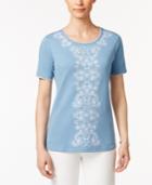 Alfred Dunner Blue Lagoon Beaded Embroidered Top