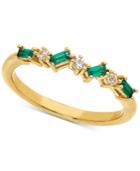 Lab-created Emerald (3/8 Ct. T.w.) & White Sapphire Accent Ring In 14k Gold-plated Sterling Silver