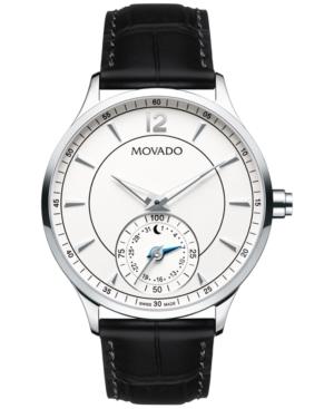 Movado Men's Swiss Circa Motion Black Leather Strap Smartwatch 44mm 0660007