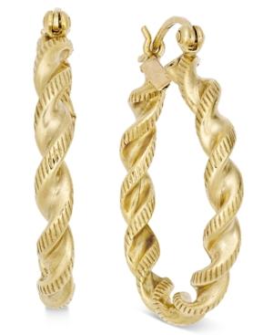 Twisted Rope-style Hoop Earrings In 14k Gold