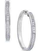 Diamond Medium Glitter Hoop Earrings (1/4 Ct. T.w.) In Sterling Silver