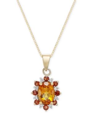 Multi-gemstone (1-1/8 Ct. T.w.) & Diamond Accent Pendant Necklace In 14k Gold