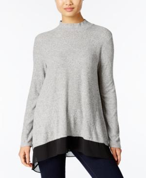 Style & Co. Mock-neck Chiffon-hem Top, Only At Macy's
