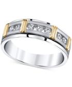 Men's Diamond Band (1/2 Ct. T.w.) In 14k White Gold With Gold Accents
