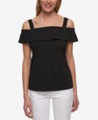 Tommy Hilfiger Flounce Cold-shoulder Top, Only At Macy's
