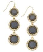 Inc International Concepts Gold-tone Blue Stone And Pave Crystal Triple Drop Earrings, Only At Macy's