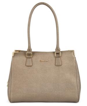 Calvin Klein On My Corner Saffiano Leather Satchel