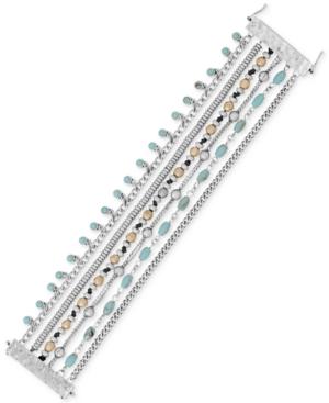 Lucky Brand Silver-tone Multi-row Mixed-bead Bracelet