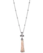 Carolee Hematite-tone Imitation Pearl Long Tassel Pendant Necklace